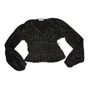 Pull&Bear Large Long Sleeve Black V-Neck Shirt